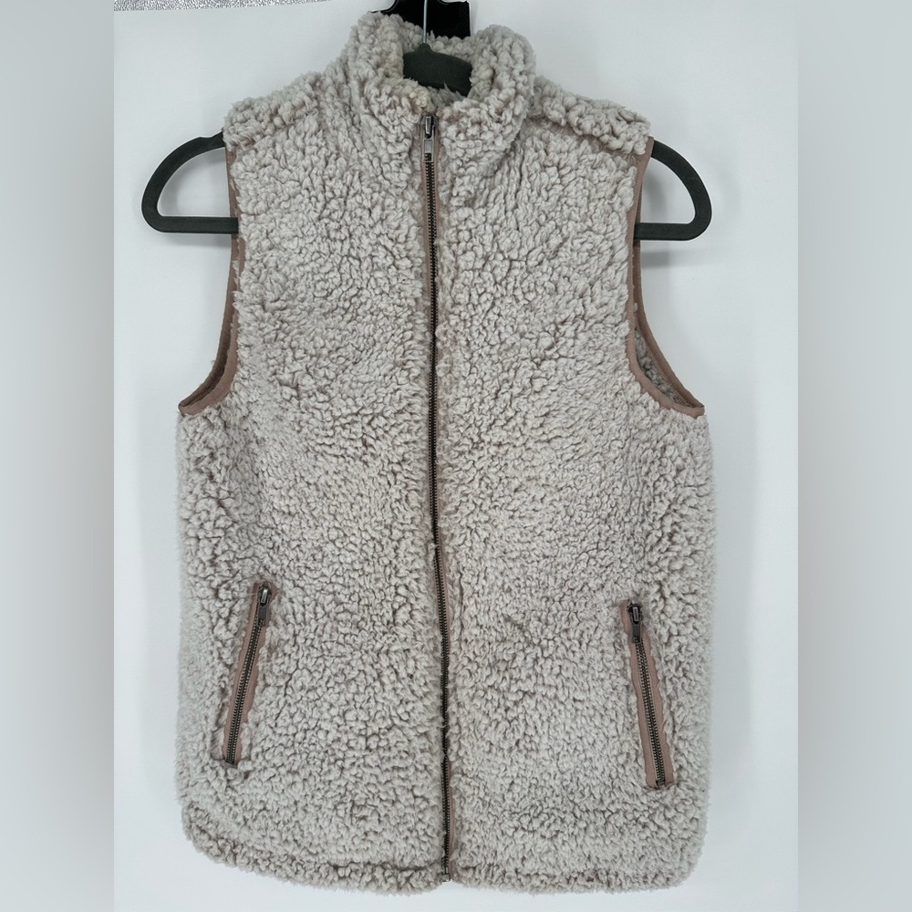 Thread & Supply Arctic Fleece Vest Smoke Rose XS Sherpa Zip Front Pockets NWOT